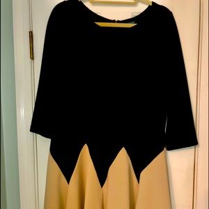 Gabby Skye Thick Knit Dress - Black & Beige - Lovely Full Skirt - Size 12